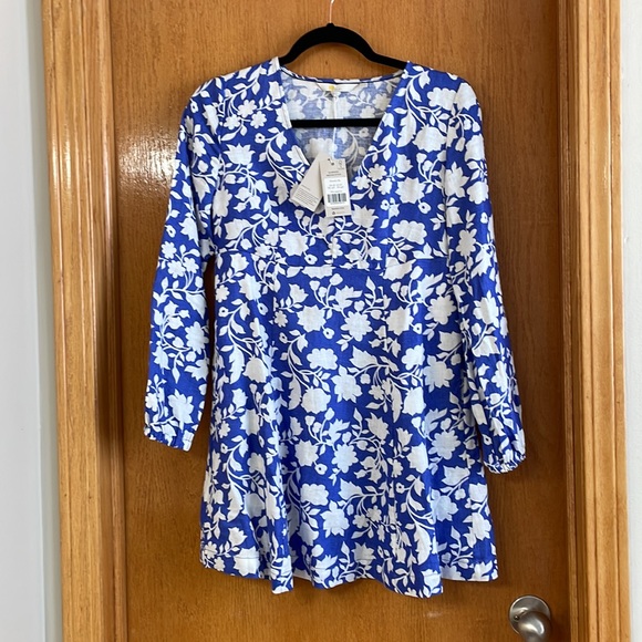 New with tag Boden linen mini dress with blue floral pattern. - Picture 3 of 3